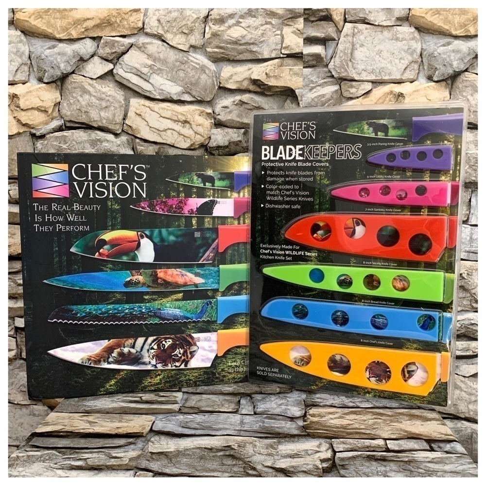 #51 Chefs Vision Set Wildlife Series Six-Piece Knife Set Sheath Blade Covers New